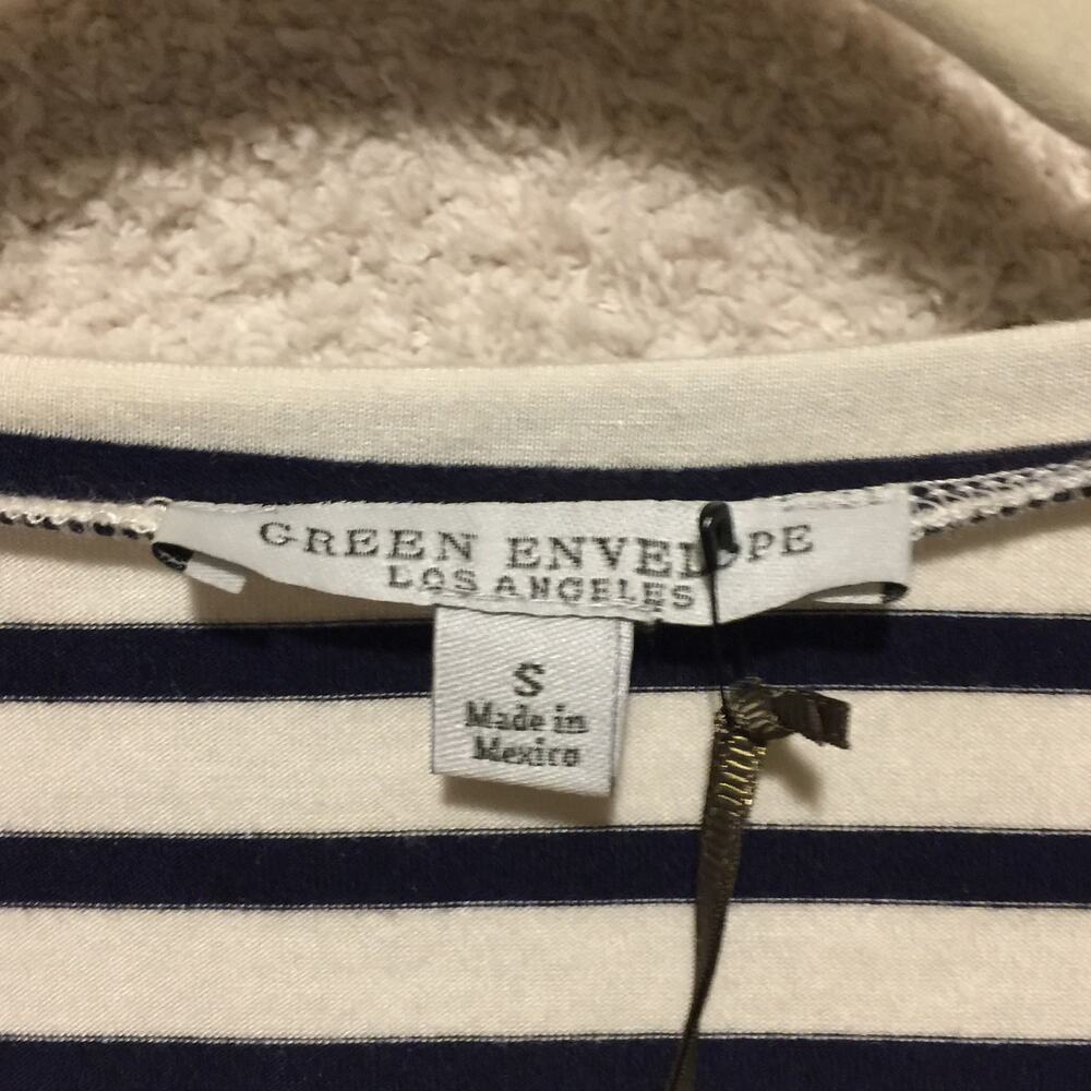 Green Envelope Black  White striped Women's tank top size S NWT - Picture 5 of 5